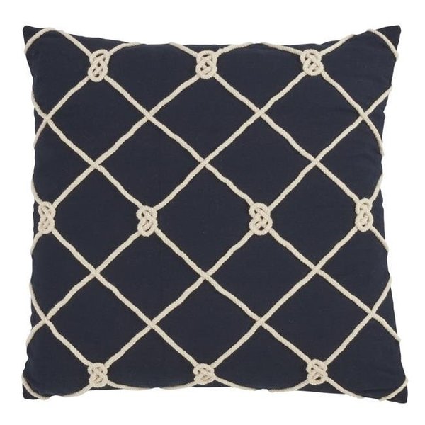 Saro Lifestyle SARO 1013.NB20S Down Filled Cotton Throw Pillow with Knotted Rope Design 1013.NB20S